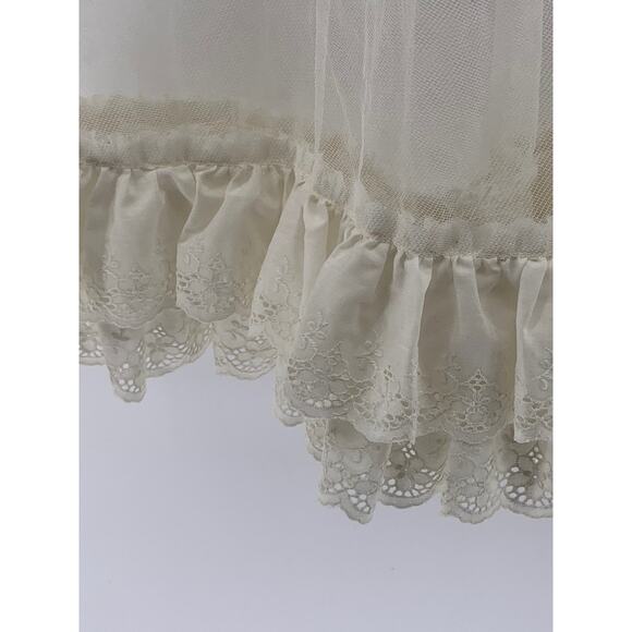 KAREN ALEXANDER Women's Cream Mesh Ruffle Midi Skirt SZ 8 - Picture 9 of 10